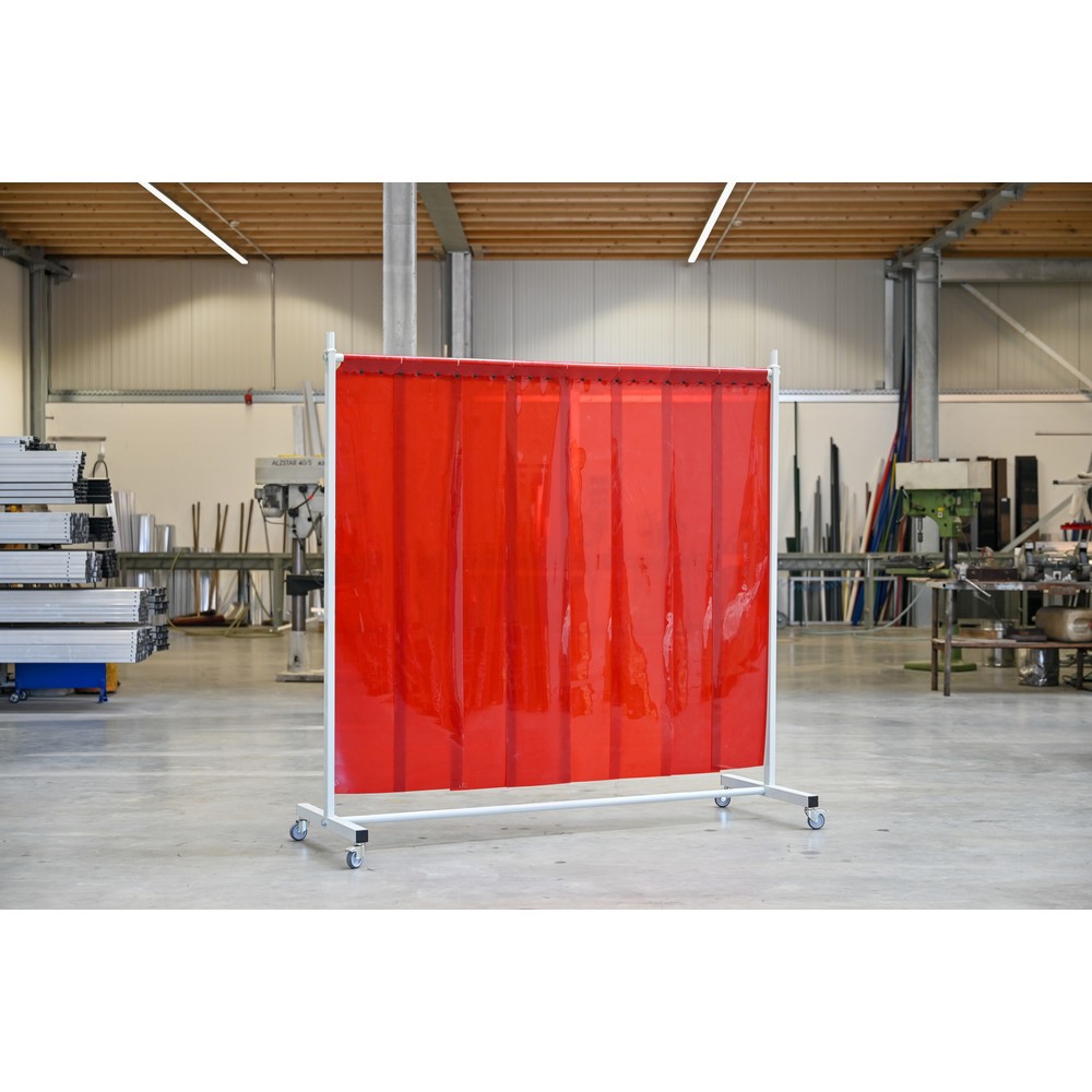 Produktabbildung Nr. 2: Mobile Schutzstellwand, nach ISO EN 25980 (EN 1598), 1-tlg., Lamellen 2 mm, rot/transparent