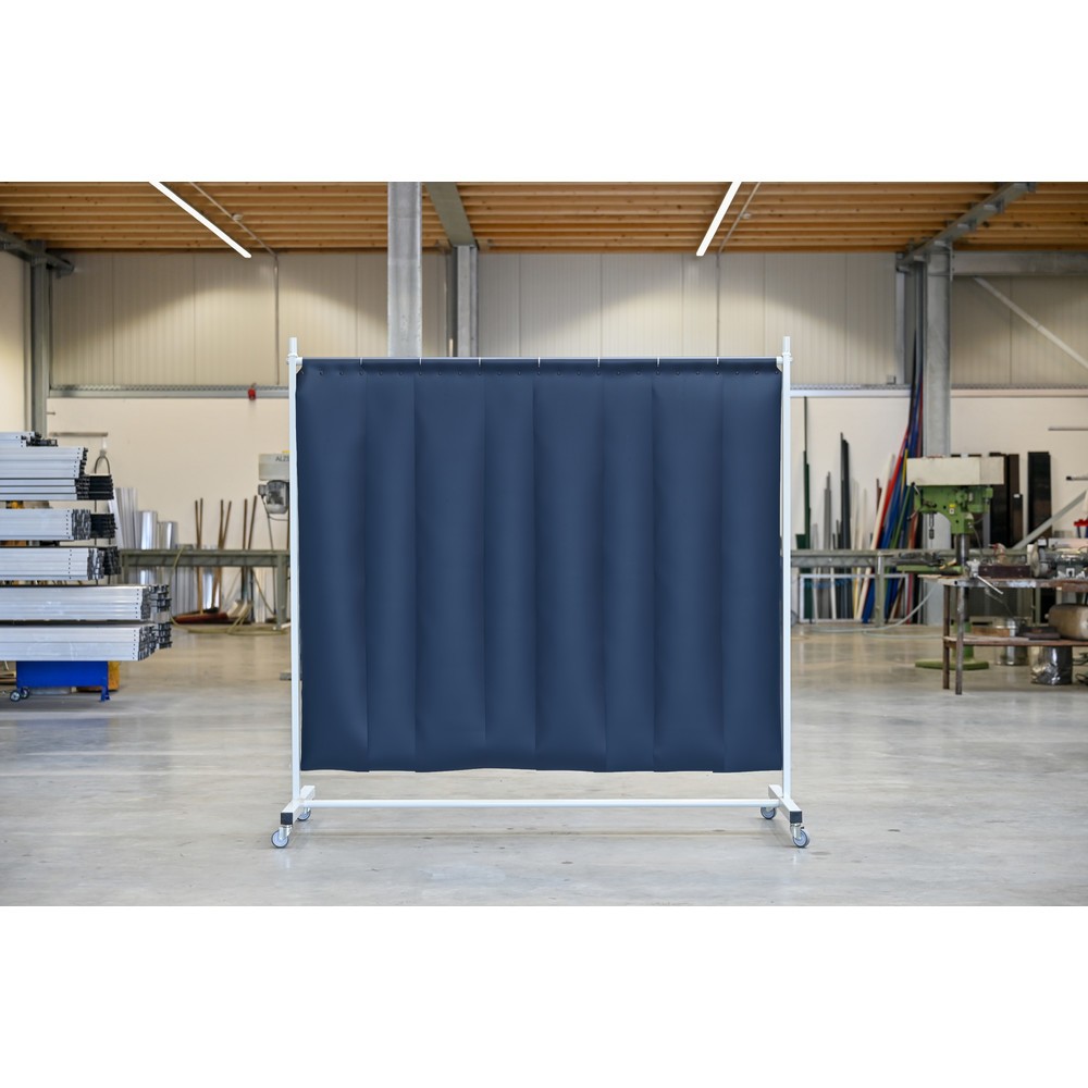Produktabbildung Nr. 1: Mobile Schutzstellwand, nach ISO EN 25980 (EN 1598), 1-tlg., Lamellen 2 mm, dunkelgrün/matt