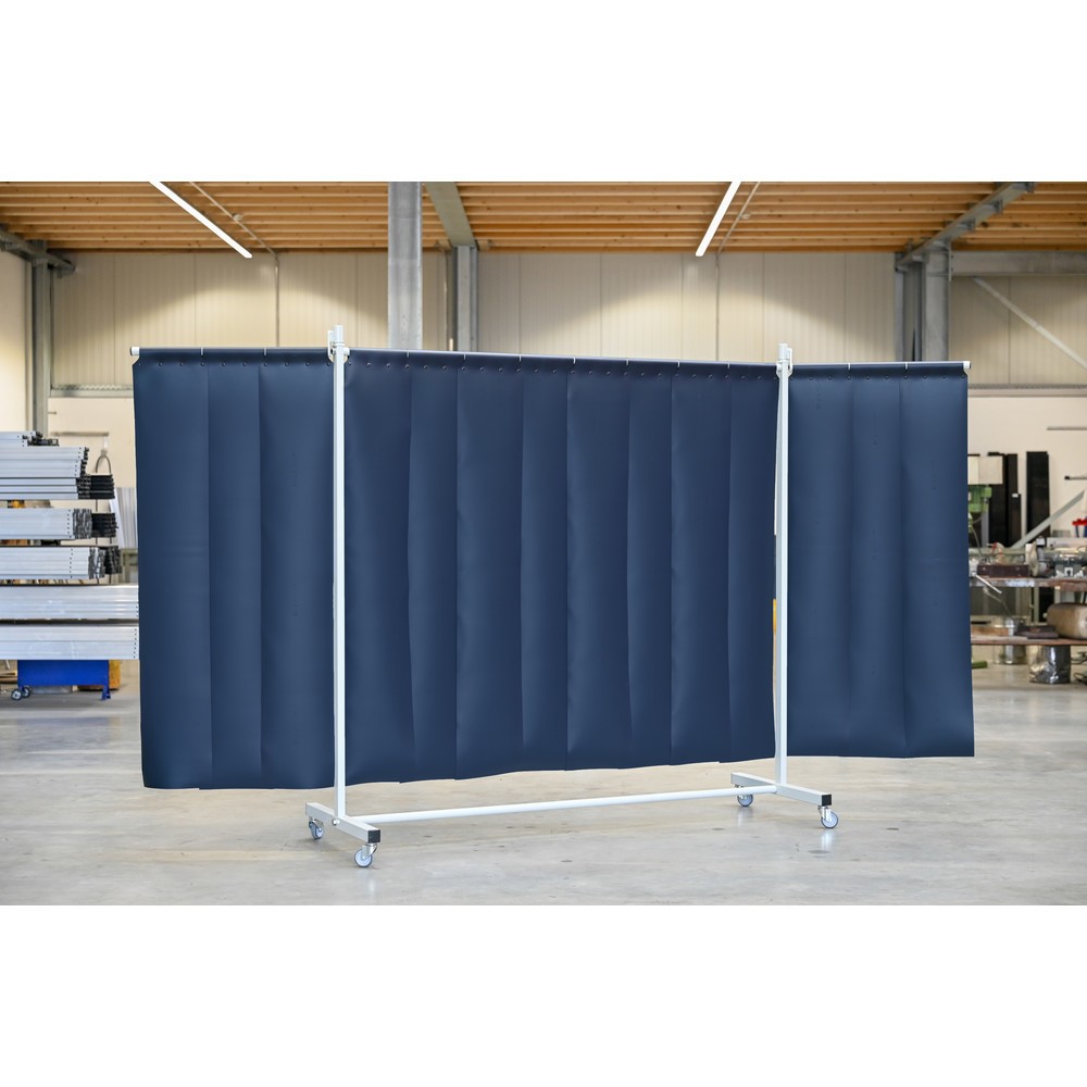 Produktabbildung Nr. 2: Mobile Schutzstellwand mit Schwenkarmen, nach ISO EN 25980 (EN 1598), 3-tlg., Lamellen 2 mm, dunkelgrün/matt