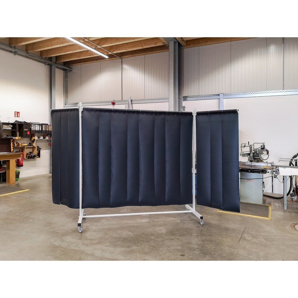 Produktabbildung Nr. 3: Mobile Schutzstellwand mit Schwenkarmen, nach ISO EN 25980 (EN 1598), 3-tlg., Lamellen 2 mm, dunkelgrün/matt