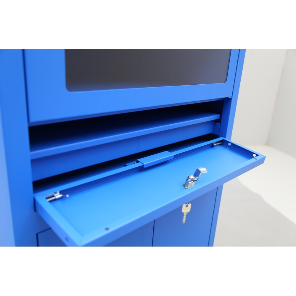 Číslo obrázka výrobku 7: Mobilná počítačová skriňa HEMMDAL HCS-1, v × š × h 1 750 × 650 × 550 mm, enciánová modrá
