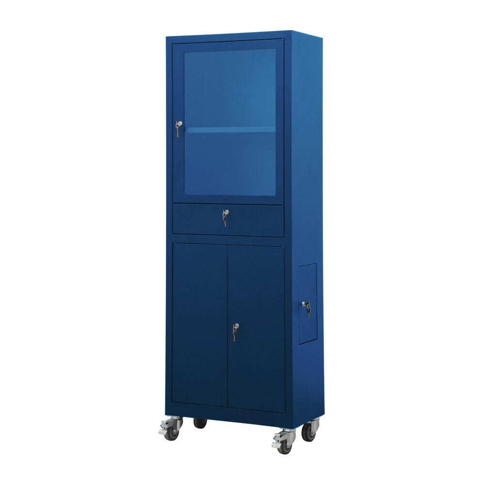 Zdjęcie produktu: Mobilna szafa komputerowa HEMMDAL HCS-1, wys. x szer. x gł. 1750 x 650 x 550 mm, kolor niebieski gencjanowy