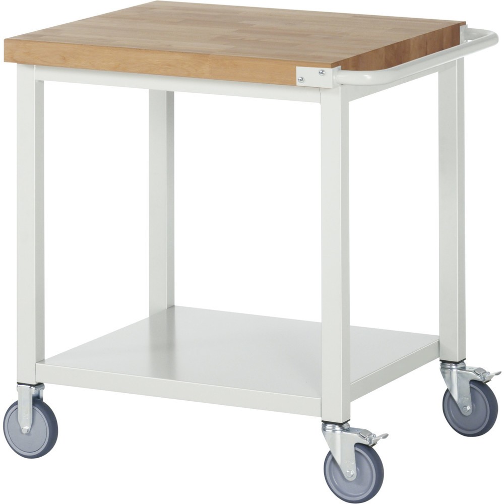 Obrázek produktu: Pracovní stůl RAU řada 8000, VxŠxH 880-1080 x 750 x 700 mm, 1 odkládací police hloubka 650 mm