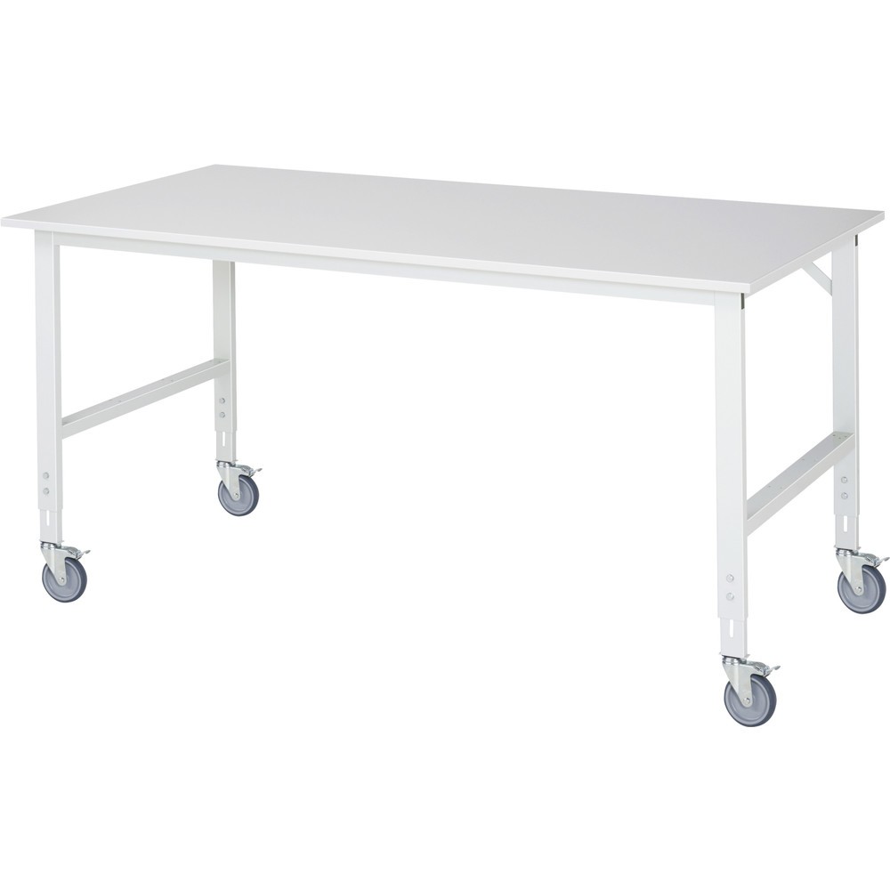 Obrázek produktu: Mobilní pracovní stůl RAU ve výškově nastavitelném provedení, řada TOM, výška 910-1230 mm, ŠxH 2500 x 1000 mm, pracovní deska s melaminovým povrchem