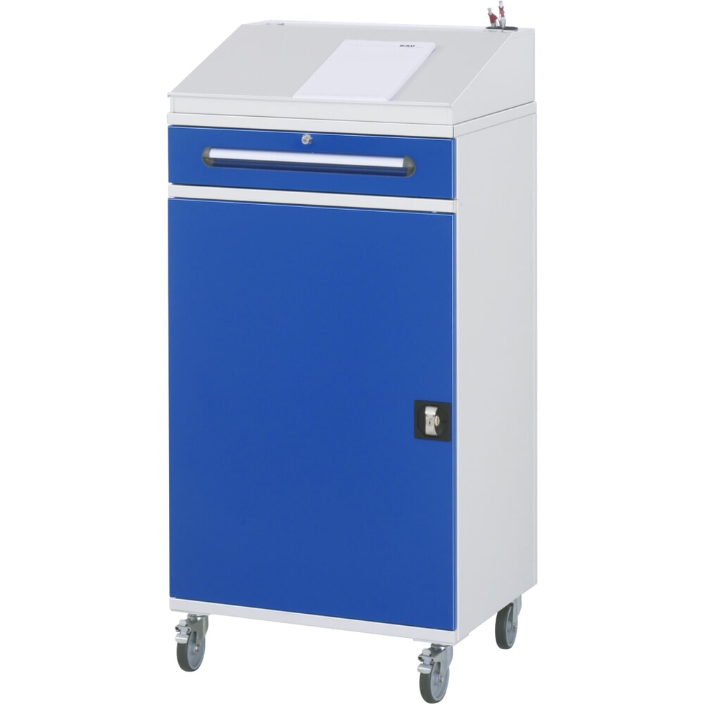Číslo obrázku produktu 2: Mobilní pojízdný pult Rau, VxŠxH 1 235–1 345 x 650 x 520 mm, zásuvky 1 x 120 mm