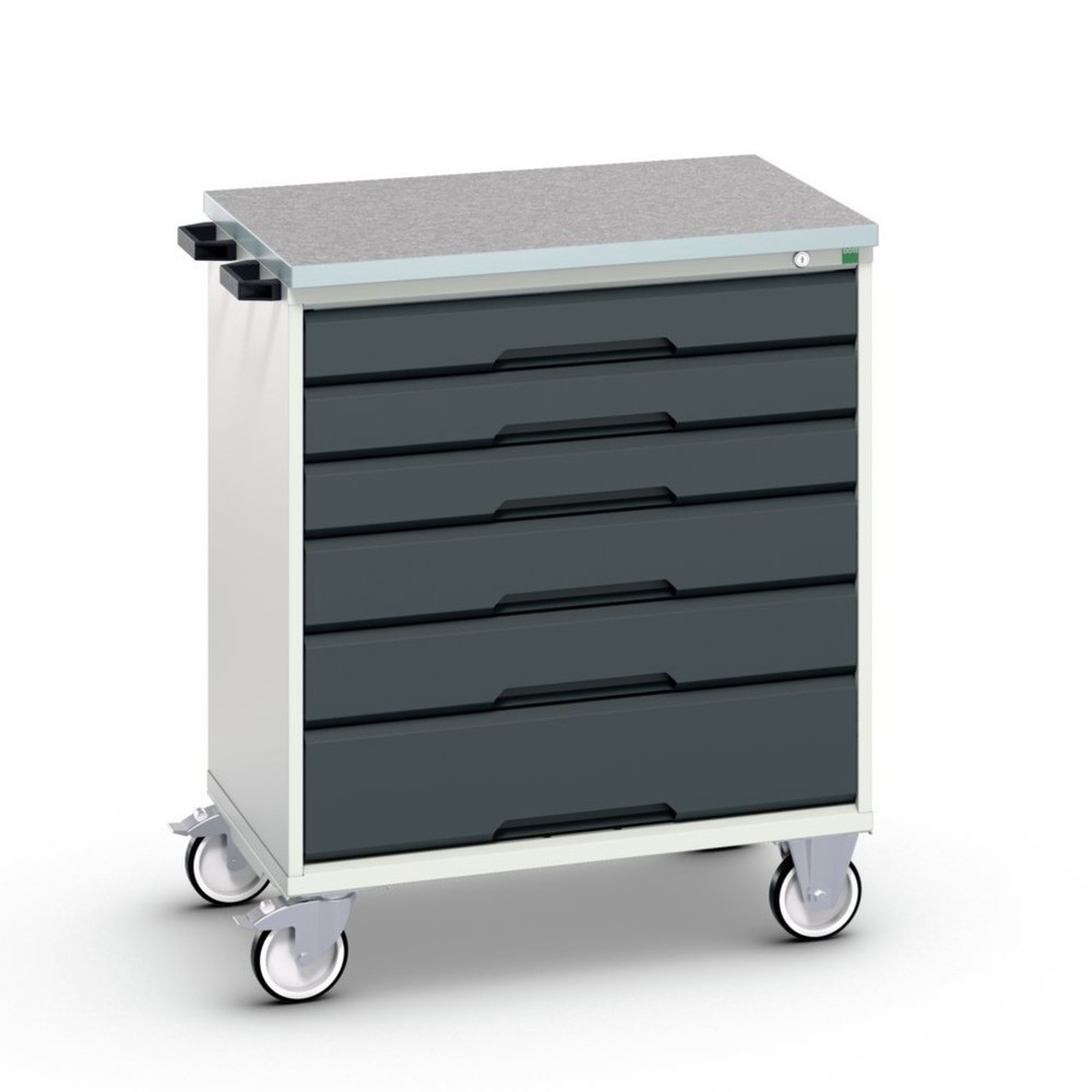 Obrázek produktu: Mobilní skříň se zásuvkami bott verso s 6 zásuvkami a s vrchní částí z linolea, ŠxHxV: 800 x 600 x 980 mm