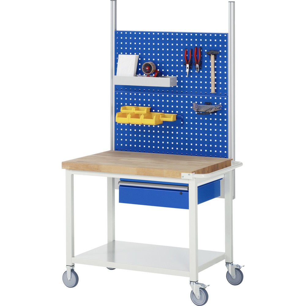 Číslo obrázka výrobku 7: Mobilný pracovný stôl RAU série 8000, v × š × h 880 – 1 080 × 750 × 700 mm, 1 zásuvka, 1 × 150 mm, nosnosť zásuv. 50 kg