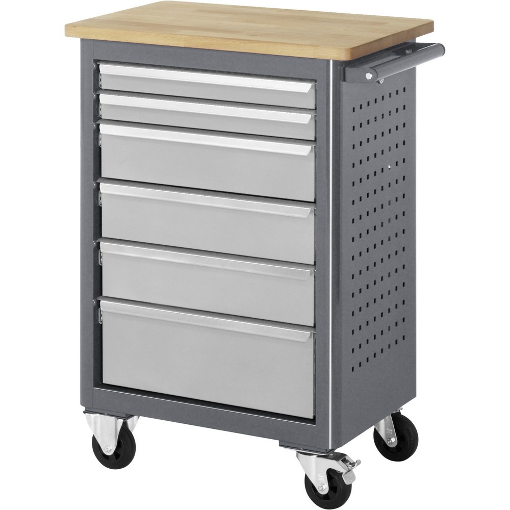 Obrázok výrobku: Mobilný pracovný stôl RAU série adlatus, v × š × h 950 × 675 × 450 mm, 6 zásuv. 2 × 65, 3 × 125, 1 × 90 mm, buková pracovná doska