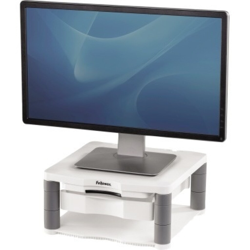 Fellowes Monitorständer Premium 91713 Kunststoff platin Produktabbildung: Fellowes Monitorständer Premium 91713 Kunststoff platin