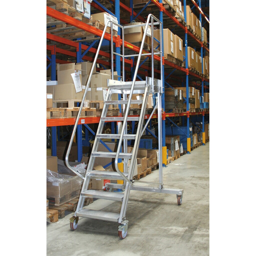 Produktabbildung: Plattformtreppe 60°, 4 Rollen, 3 Stufen