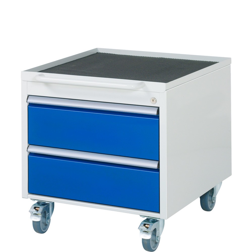 Product afbeelding: Montagewagen RAU serie 7000, hxbxd 565 x 580 x 650 mm, duwbeugel frontaal, 2 lades 2 x 180 mm, metalen werkblad