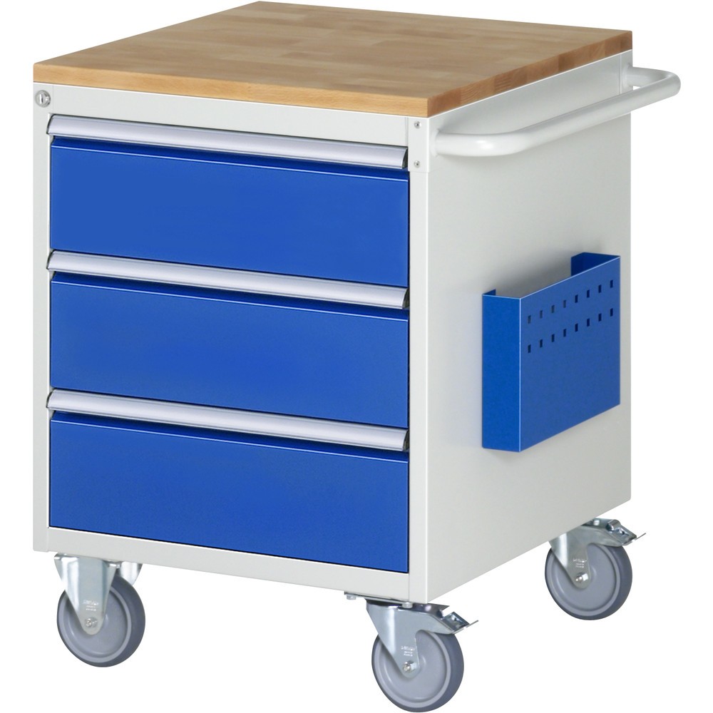 Product afbeelding: RAU gereedschapswagen serie 7000, h x b x d 795 x 580 x 650 mm, met 3 lades maat L, massief beuken werkblad