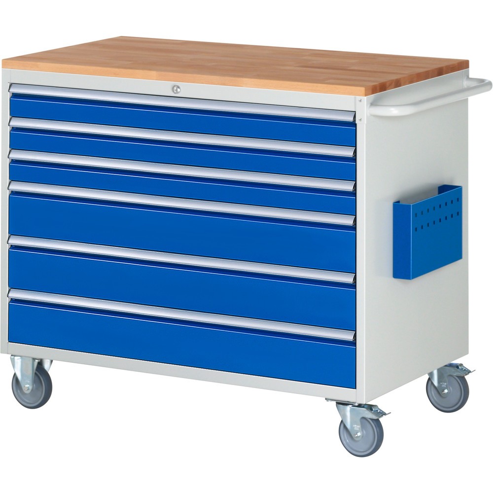 Product afbeelding: RAU gereedschapswagen serie 7000, h x b x d 975 x 1.145 x 650 mm, met 6 lades maat XXL, massief beuken werkblad