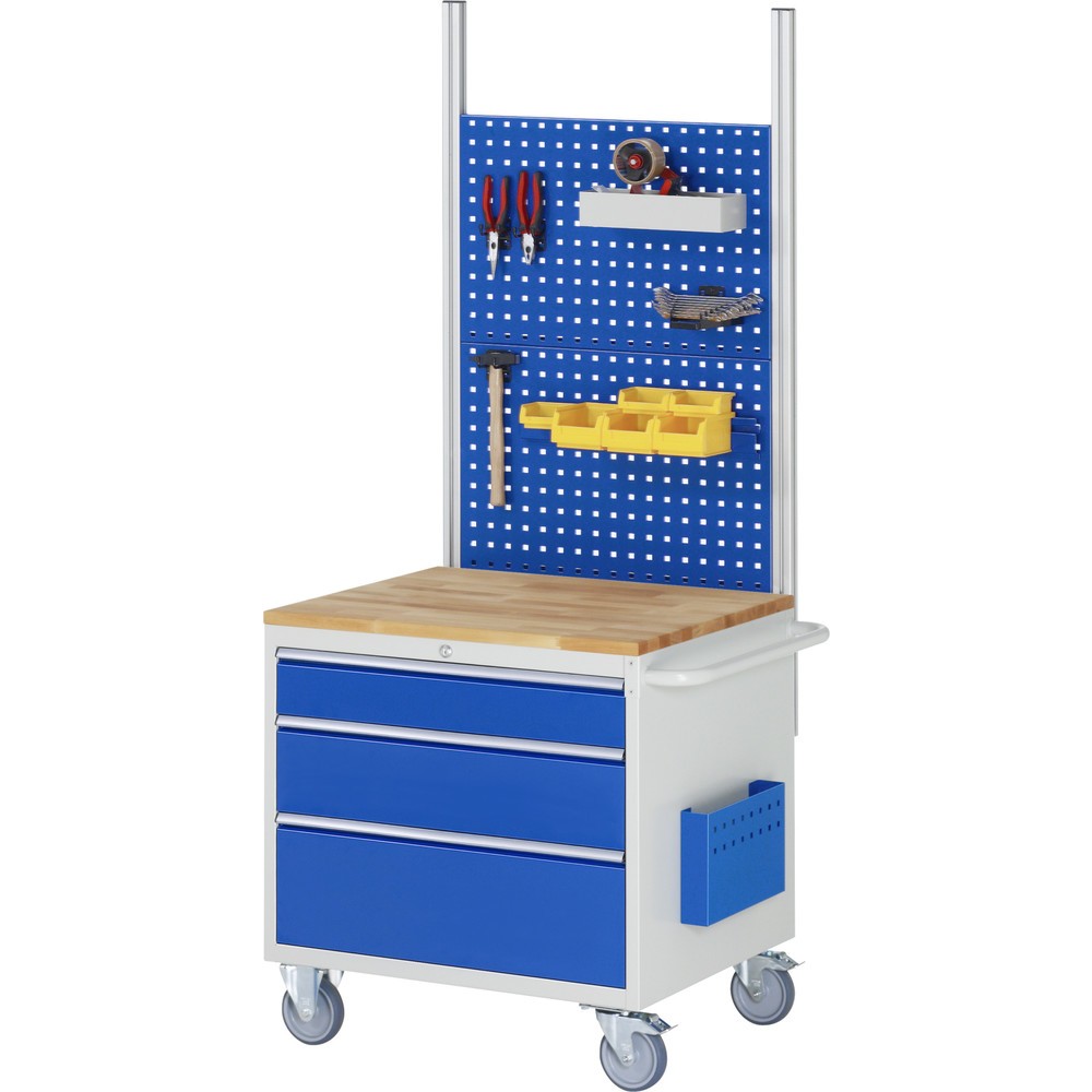 Číslo obrázku produktu 6: Montážní vozík RAU řada 7000, VxŠxH 795 x 770 x 650 mm, 3x zásuvka 1 x 120, 1 x 180, 1 x 240 mm, buková pracovní deska