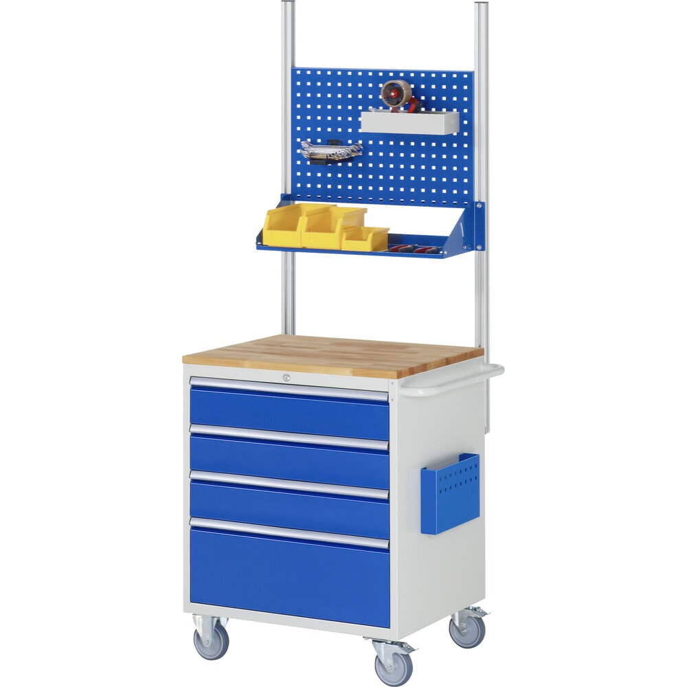 Číslo obrázku produktu 5: Montážní vozík RAU řada 7000, VxŠxH 975 x 770 x 650 mm, 4x zásuvka 3 x 150, 1 x 270 mm, buková pracovní deska