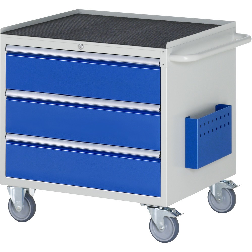 Obrázok výrobku: Dielenský vozík RAU série 7 000, v × š × h 795 × 770 × 650 mm, s 3 zásuvkami veľkosti XL, kovová povrchová plocha