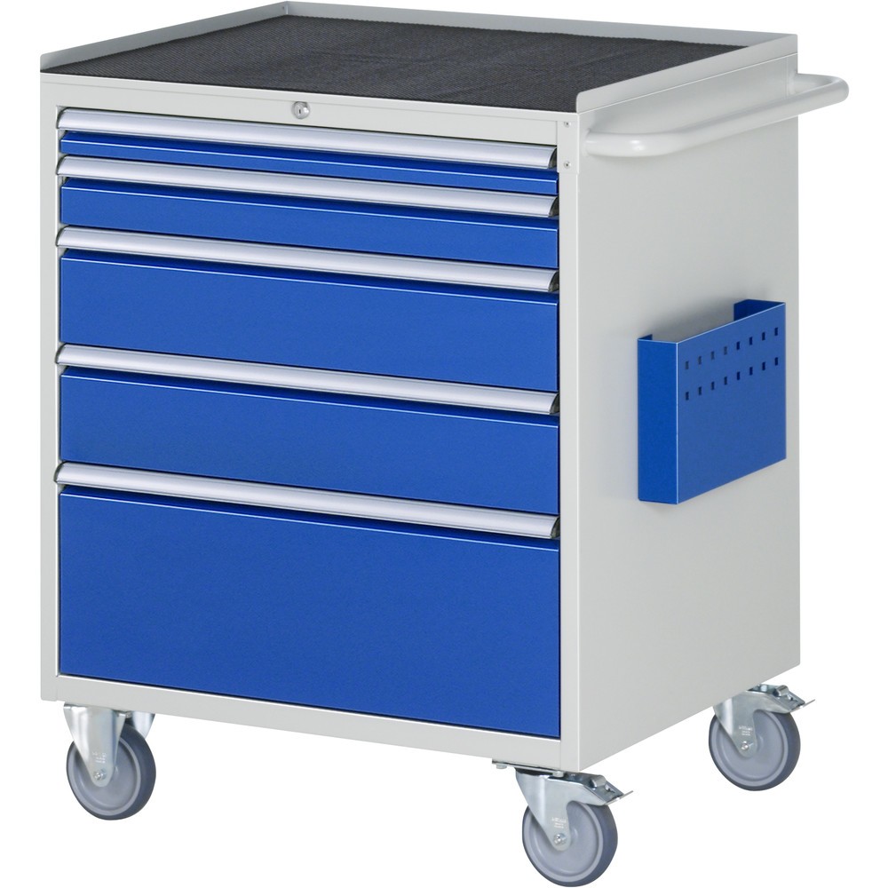 Obrázok výrobku: Dielenský vozík RAU série 7 000, v × š × h 975 × 770 × 650 mm, s 5 zásuvkami veľkosti XL, kovová povrchová plocha