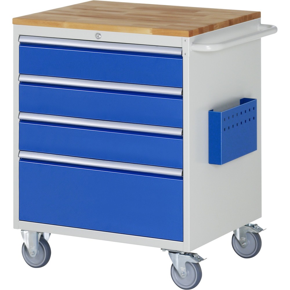 Obrázok výrobku: Montážny vozík RAU série 7000, v × š × h 975 × 770 × 650 mm, 4 zásuv. 3 × 150, 1 × 270 mm, buková pracovná doska