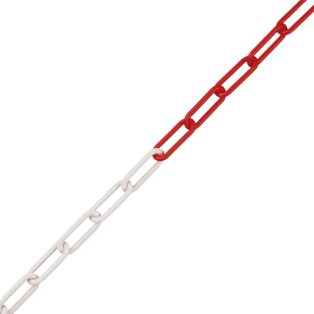 Absperrkette, PE, Stärke 6 mm, Länge 10 m, rot/weiß Produktabbildung: Absperrkette, PE, Stärke 6 mm, Länge 10 m, rot/weiß