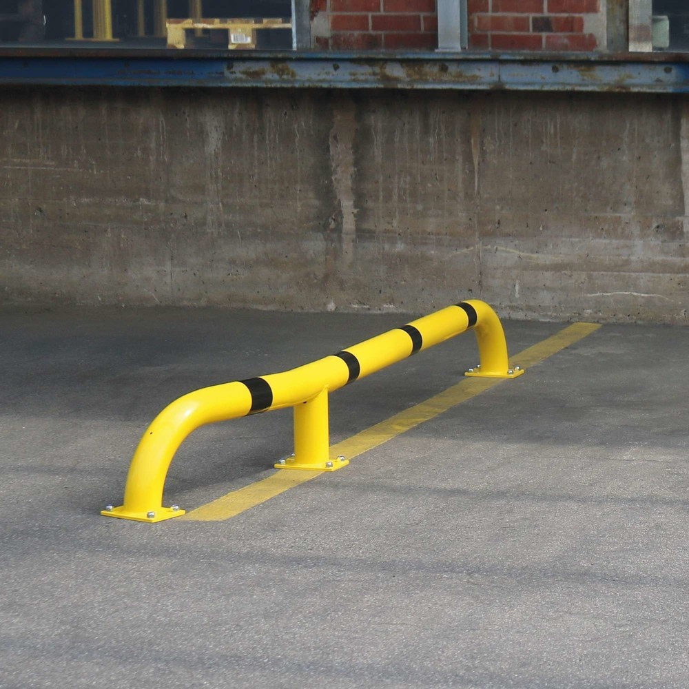 Produktabbildung Nr. 1: MORAVIA BLACK BULL Rammschutzbügel Set als LKW-Einfahrhilfe,  Außenbereich, HxL 280 x 2.800 mm, schwarz und gelb