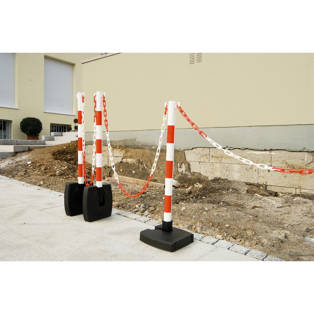Produktabbildung Nr. 3: MORAVIA Ketten-Warnständer-Set GUARDA-Flex, 4 Ständer + 10 m Kette, rot/weiß