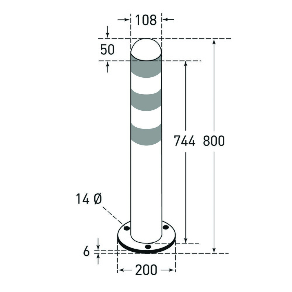 N° de l'image du produit 2 : MORAVIA Borne de protection pour bornes de recharge I, Ø 108 mm, hauteur 800 mm, à cheviller au sol, acier, anneaux réfléchissants bleus