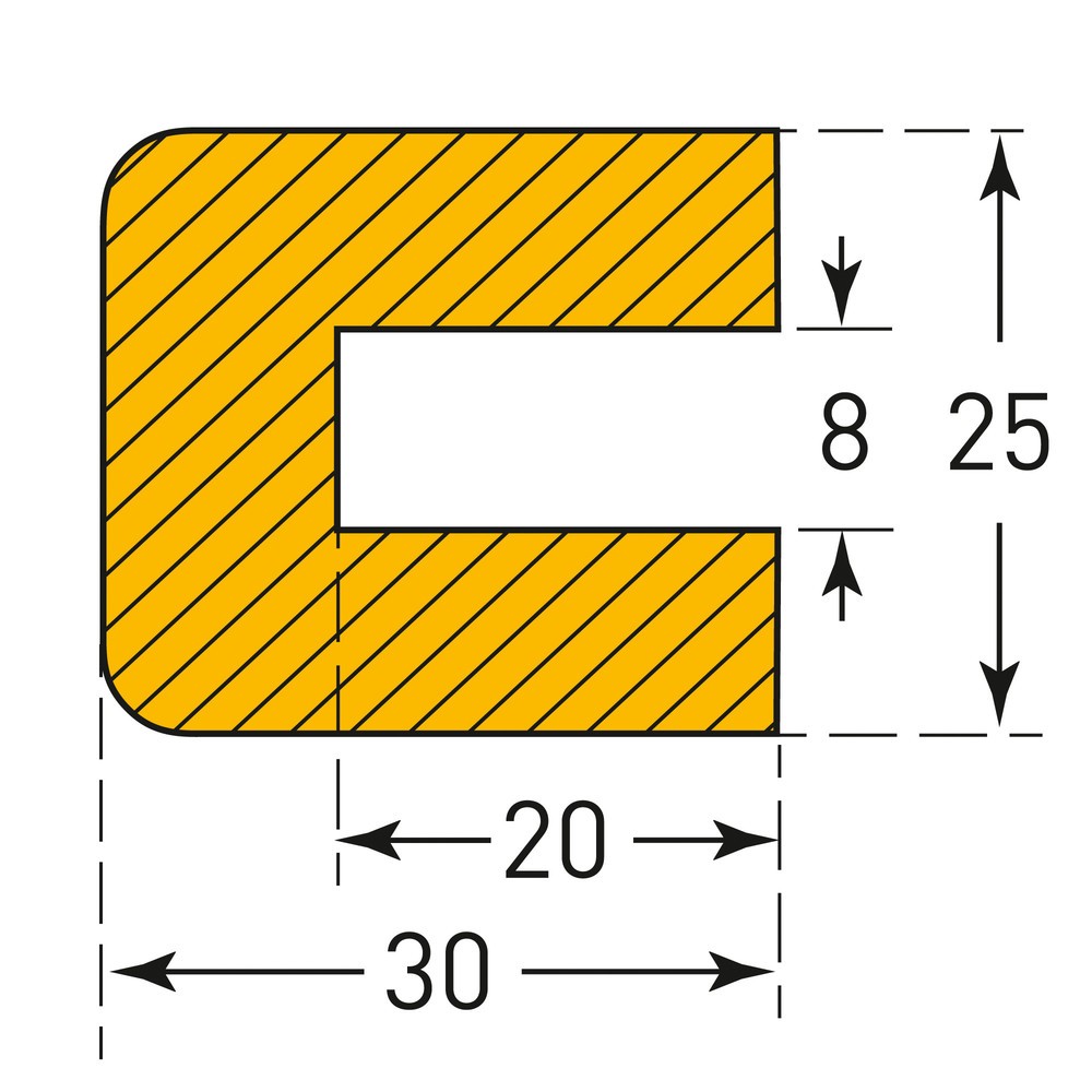 Produktabbildung Nr. 4: MORAVIA Prallschutz für Kanten, rechteckig, zum Aufstecken, HxB 25 x 30 mm, Länge 5 m