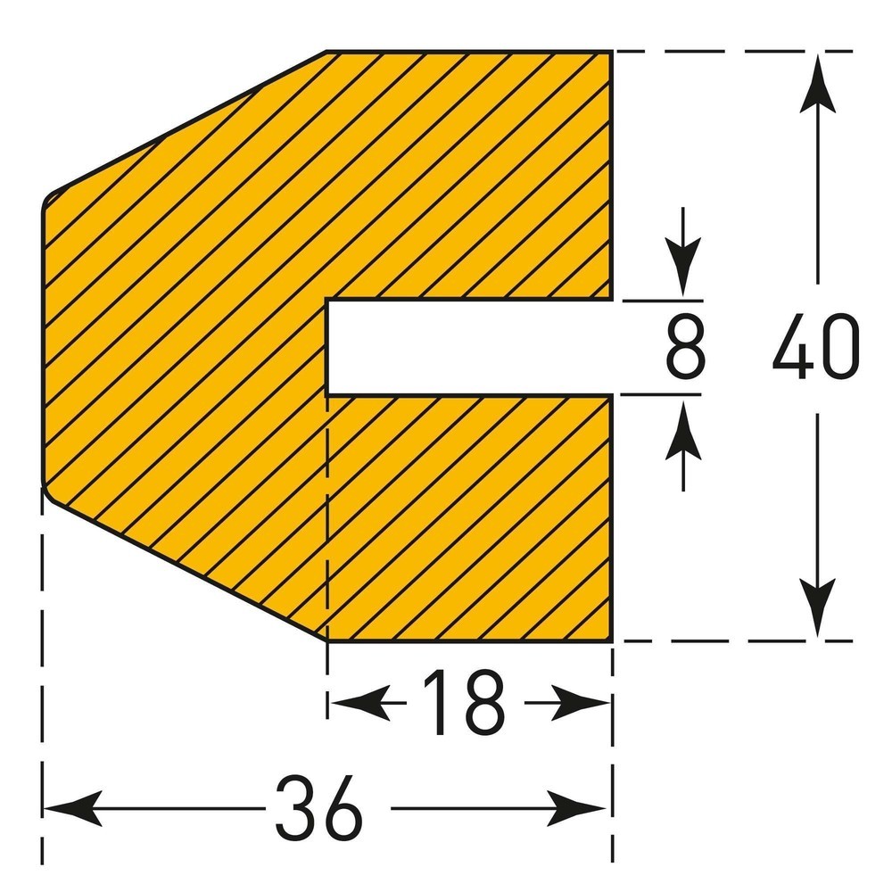 Produktabbildung Nr. 4: MORAVIA Prallschutz für Kanten, trapezförmig, zum Aufstecken, HxB 36 x 40 mm, Länge 1 m