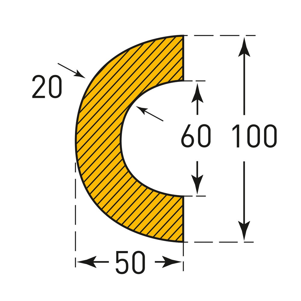Produktabbildung Nr. 3: MORAVIA Prallschutz für Rohre, halbkreisförmig, magnetisch, Innen-Ø 60 mm, Länge 1 m