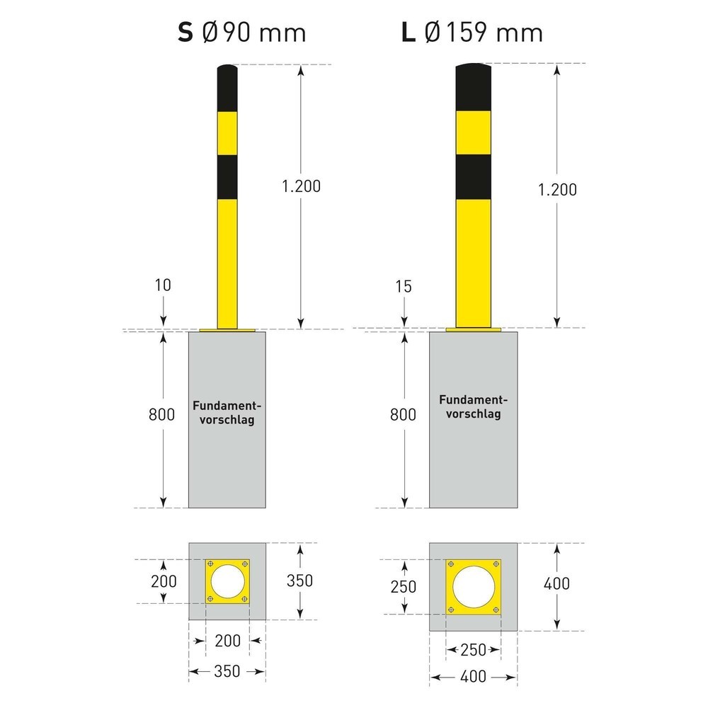 Produktabbildung Nr. 5: MORAVIA Rammschutzpoller, zum Aufdübeln, Außenbereich, Höhe 1.200 mm, Ø 159 mm