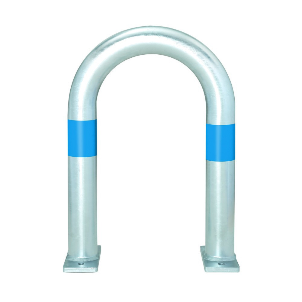 Produktabbildung Nr. 1: MORAVIA Schutzbügel für Ladesäulen, Ø 60 mm, BxH 360 x 500 mm, zum Aufdübeln, blaue Reflexringe