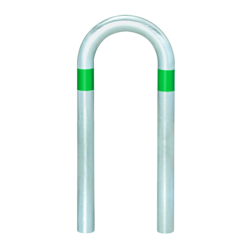 MORAVIA Schutzbügel für Ladesäulen, Ø 60 mm, BxH 360 x 500 mm, zum Einbetonieren, grüne Reflexringe Produktabbildung: MORAVIA Schutzbügel für Ladesäulen, Ø 60 mm, BxH 360 x 500 mm, zum Einbetonieren, grüne Reflexringe
