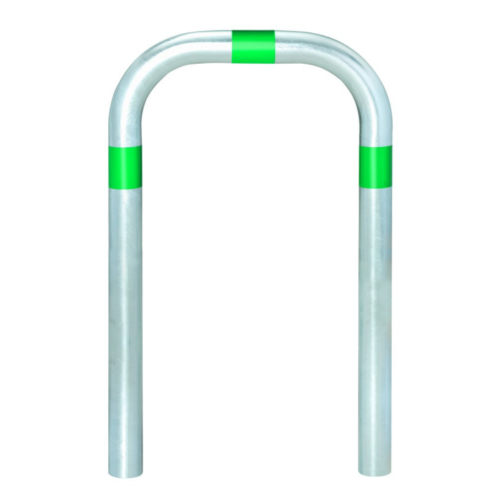Produktabbildung Nr. 1: MORAVIA Schutzbügel für Ladesäulen, Ø 60 mm, BxH 500 x 500 mm, zum Einbetonieren, grüne Reflexringe