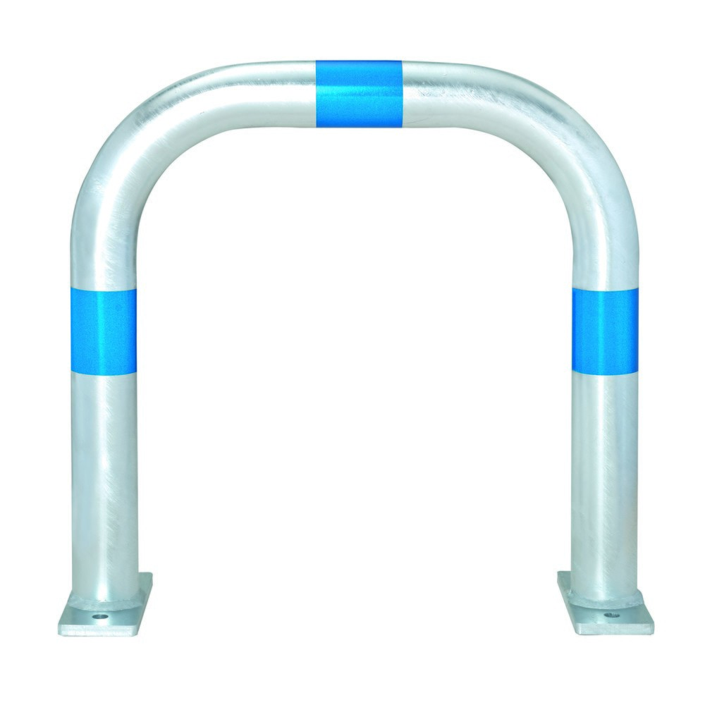 Produktabbildung Nr. 1: MORAVIA Schutzbügel für Ladesäulen, Ø 60 mm, BxH 500 x 500 mm, zum Aufdübeln, blaue Reflexringe