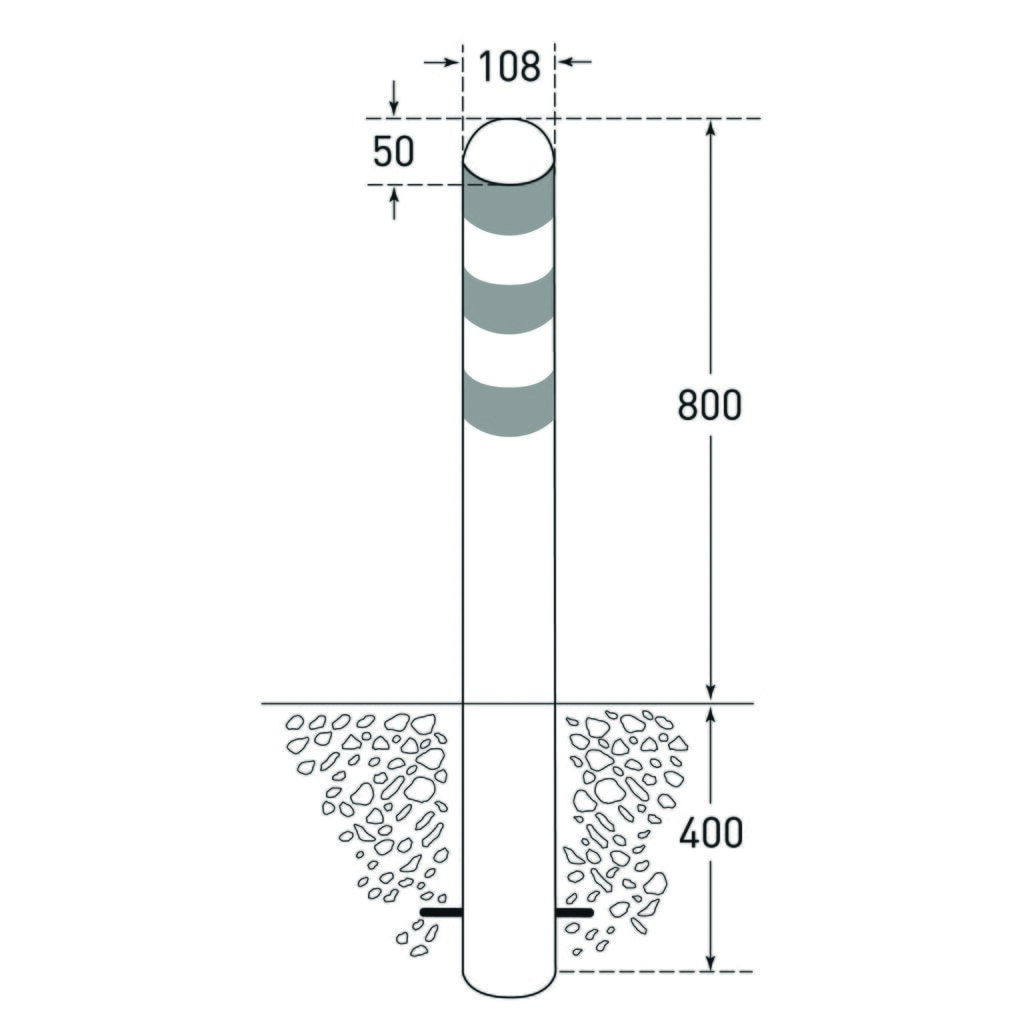 MORAVIA Schutzpoller für Ladesäulen I, Ø 108 mm, Höhe 1.200 mm, zum Einbetonieren, Stahl, ohne Reflexringe Produktabbildung Nr. 2: MORAVIA Schutzpoller für Ladesäulen I, Ø 108 mm, Höhe 1.200 mm, zum Einbetonieren, Stahl, ohne Reflexringe