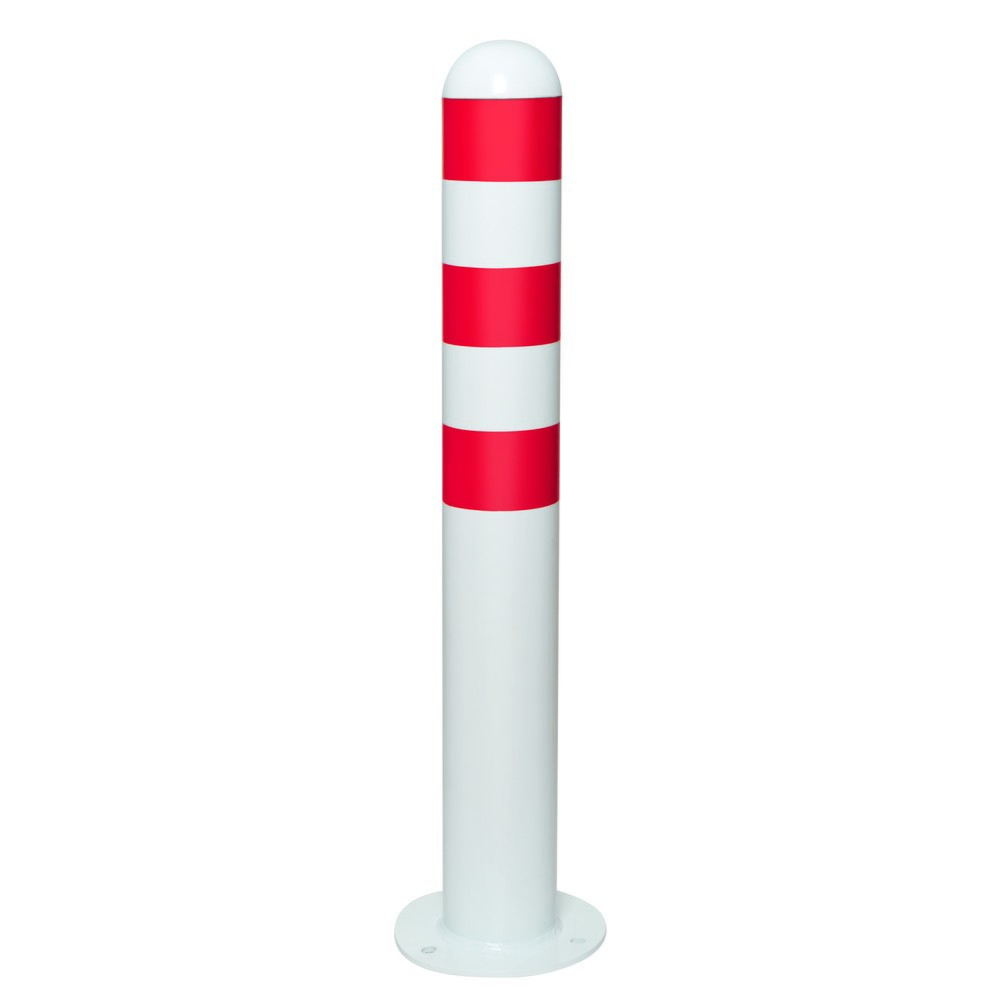 Produktabbildung: MORAVIA Schutzpoller für Ladesäulen II, Ø 108 mm, Höhe 800 mm, zum Aufdübeln, Stahl, kunststoffbeschichtet, rote Reflexringe