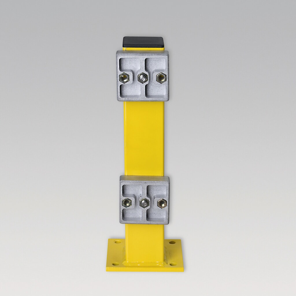 Standpfosten für Schutzplanken C-Profil, Außeneinsatz, Höhe 465 mm, gelb Produktabbildung: Standpfosten für Schutzplanken C-Profil, Außeneinsatz, Höhe 465 mm, gelb