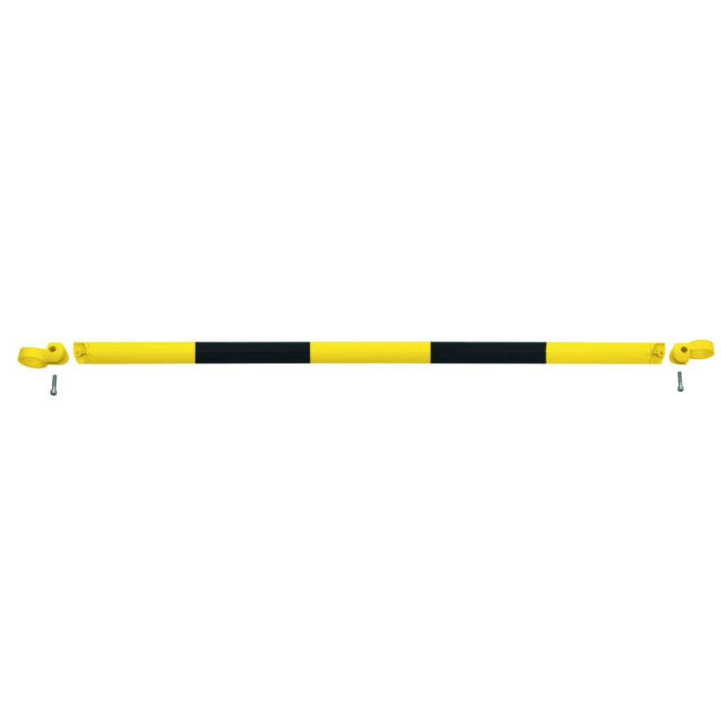 Produktabbildung: MORAVIA Systemgeländer MORION, Querrohr, Ø 60 mm, Länge 1.500 mm, Rastermaß 1.670 mm, feuerverzinkt u. lackiert, schwarz/gelb