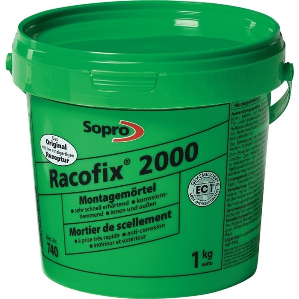 Illustration du produit: Mortier de scellement Racofix® 2000 1:3 (eau/mortier) 1 kg seau SOPRO
