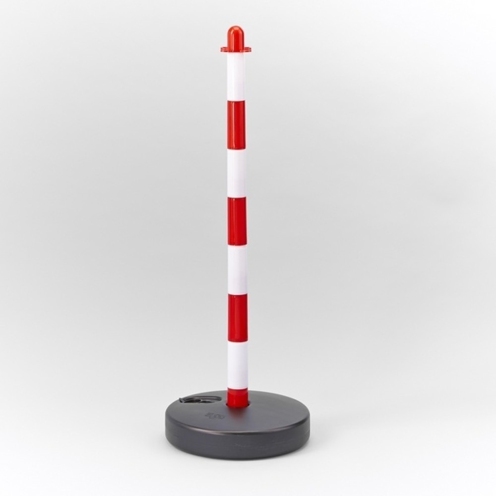 Productafbeelding nr. 1: MOTTEZ kunststof paal op ronde grondplaat, wit, rood en zwart