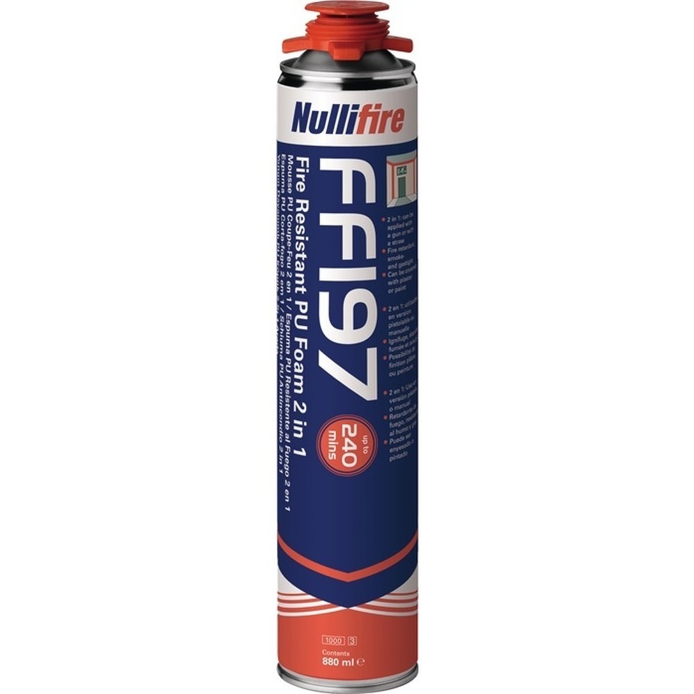 Illustration du produit: Mousse de fixation NULLIFIRE 1K FF197 880 ml B1 boîte grise