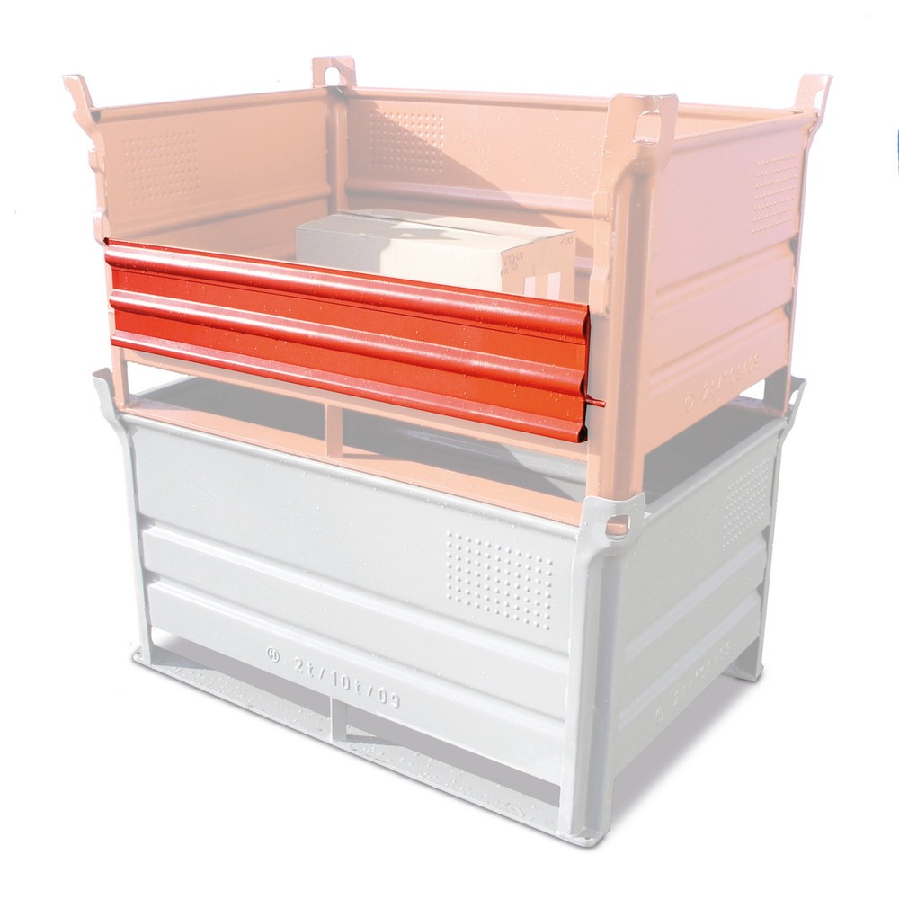 Illustration du produit: Moyennant supplément ½ clapet plein pour berceau empilable HESON®, avec patins, capacité de charge 500 kg, l x P 800 x 500 mm