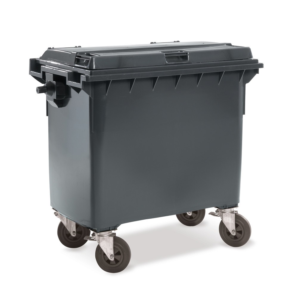 Produktabbildung: Müllgroßbehälter aus HDPE, 660 Liter, gem. DIN EN 840-2, mit 4 Lenkrollen, anthrazit