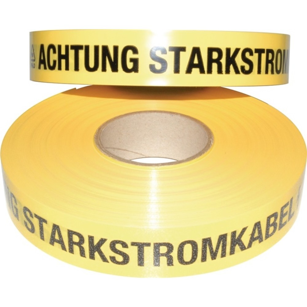 Produktabbildung Nr. 2: Trassenwarnband Aufdruck Achtung Starkstromkabel B40mm L250m gelb