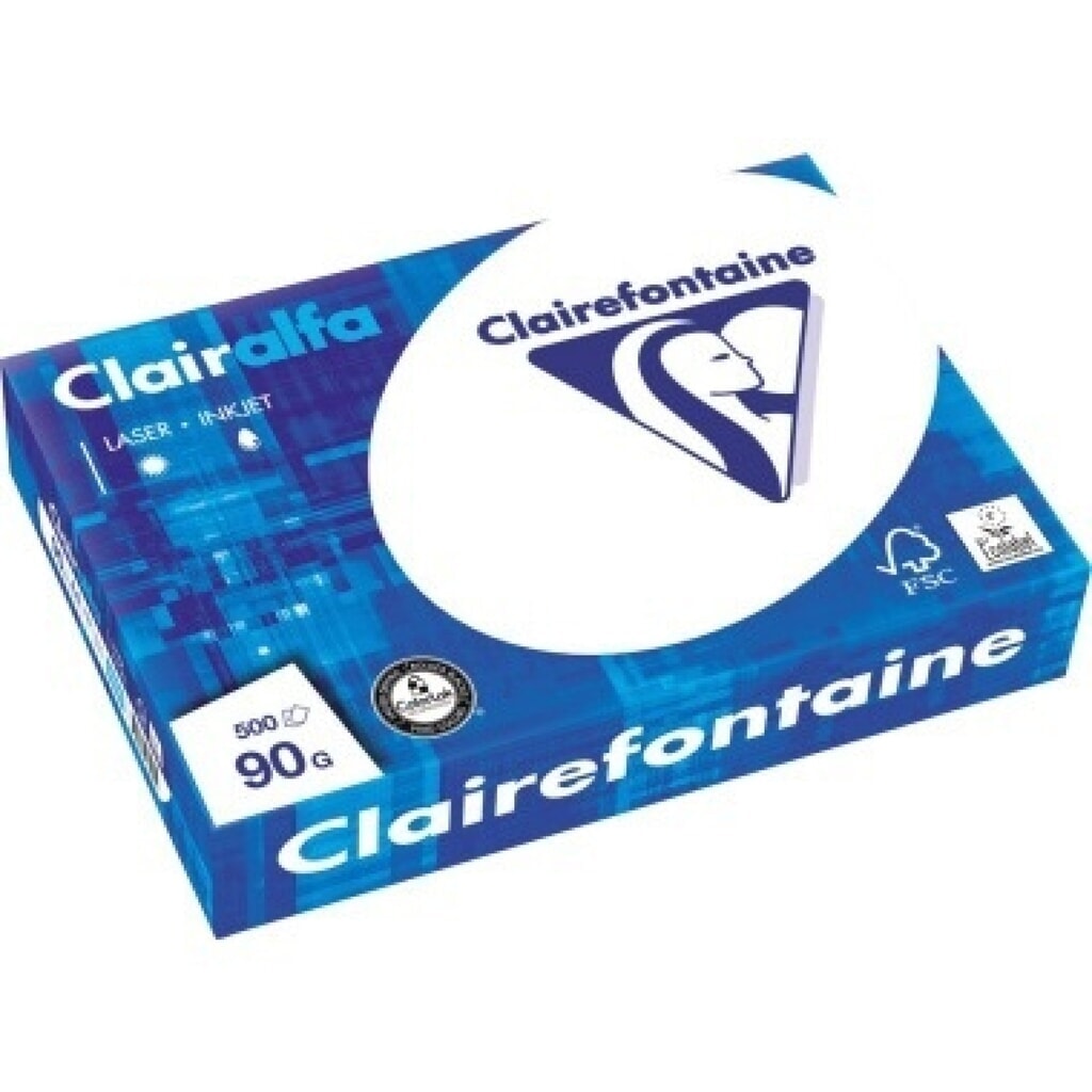 Clairefontaine Multifunktionspapier DIN A4 90g weiß 500 Bl./Pack. Produktabbildung: Clairefontaine Multifunktionspapier DIN A4 90g weiß 500 Bl./Pack.