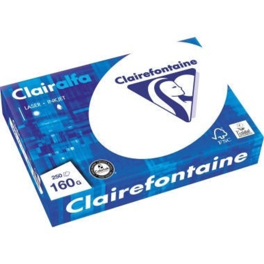 Produktabbildung: Clairefontaine Multifunktionspapier DIN A4 160g weiß 250 Bl./Pack.
