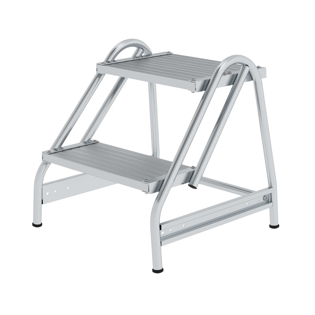 Munk Arbeitspodest einseitig begehbar Aluminium geriffelt 2 Stufen Produktabbildung: Munk Arbeitspodest einseitig begehbar Aluminium geriffelt 2 Stufen