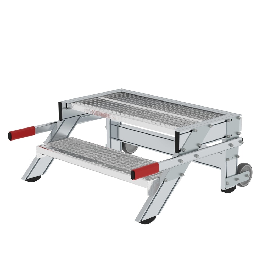 Munk Arbeitspodest fahrbar, Stufenbreite 800 mm, Stahl-Gitterrost 2 Stufen Produktabbildung: Munk Arbeitspodest fahrbar, Stufenbreite 800 mm, Stahl-Gitterrost 2 Stufen
