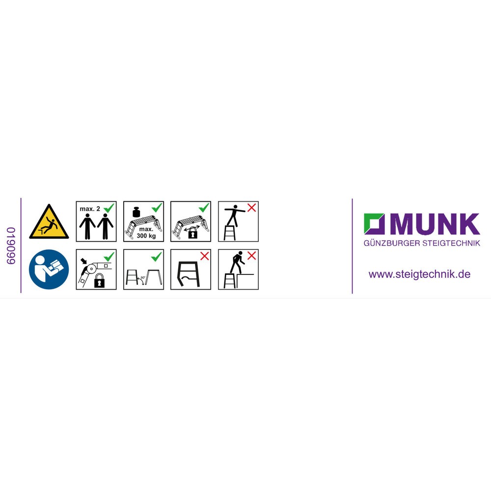 Illustration du produit: Munk Autocollant de signalisation pour plates-forme de travail / plate-forme pour machine, autocollant 19099