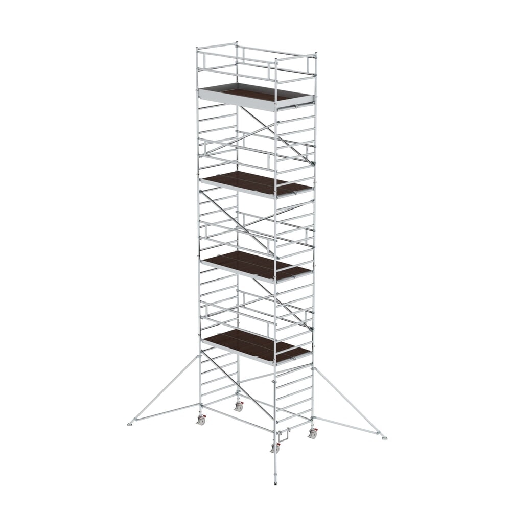 Illustration du produit: Munk Échafaudage roulant 1,35 x 2,45 m avec stabilisateur & double plate-forme Hauteur de plate-forme 8,35 m